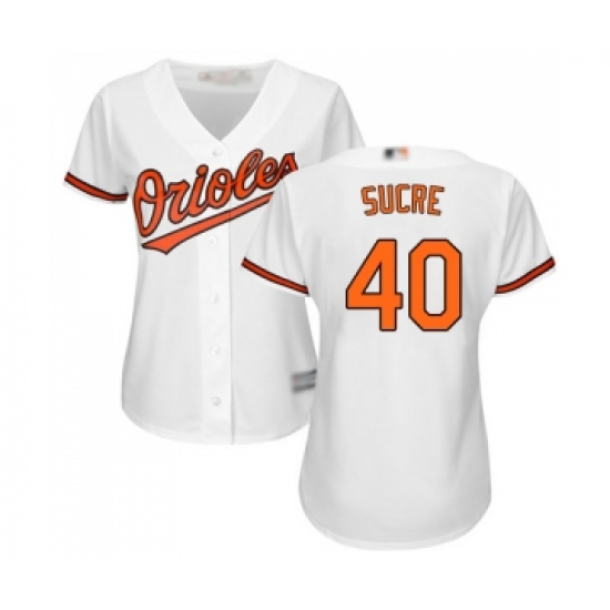 Women's Baltimore Orioles 40 Jesus Sucre Replica White Home Cool Base Baseball Jersey
