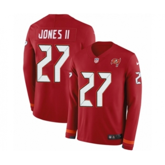 Youth Nike Tampa Bay Buccaneers 27 Ronald Jones II Limited Red Therma Long Sleeve NFL Jersey
