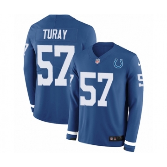 Men's Nike Indianapolis Colts 57 Kemoko Turay Limited Blue Therma Long Sleeve NFL Jersey