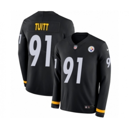 Youth Nike Pittsburgh Steelers 91 Stephon Tuitt Limited Black Therma Long Sleeve NFL Jersey