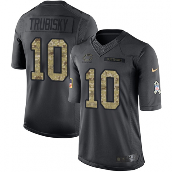 Men's Nike Chicago Bears 10 Mitchell Trubisky Limited Black 2016 Salute to Service NFL Jersey