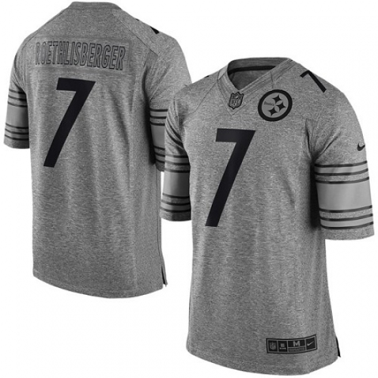 Men's Nike Pittsburgh Steelers 7 Ben Roethlisberger Limited Gray Gridiron NFL Jersey