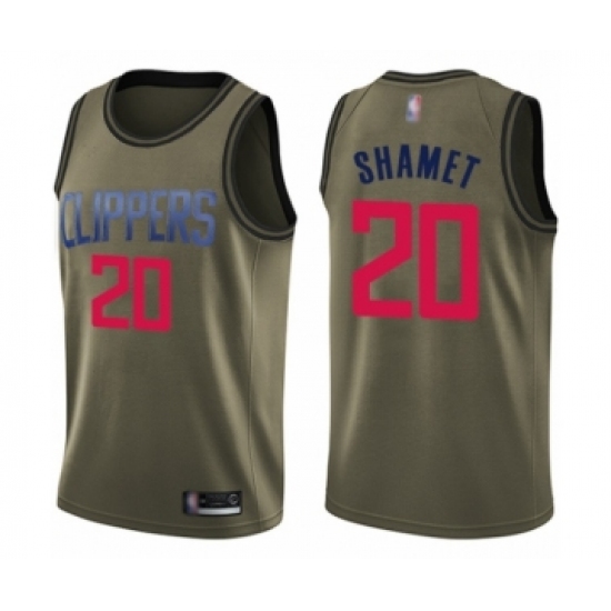 Men's Los Angeles Clippers 20 Landry Shamet Swingman Green Salute to Service Basketball Jersey