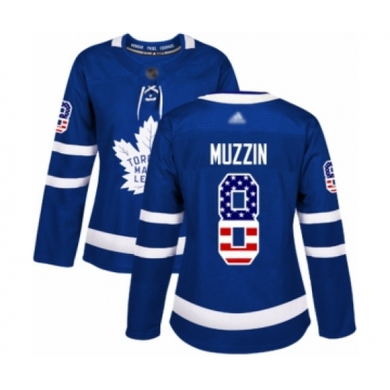 Women's Toronto Maple Leafs 8 Jake Muzzin Authentic Royal Blue USA Flag Fashion Hockey Jersey