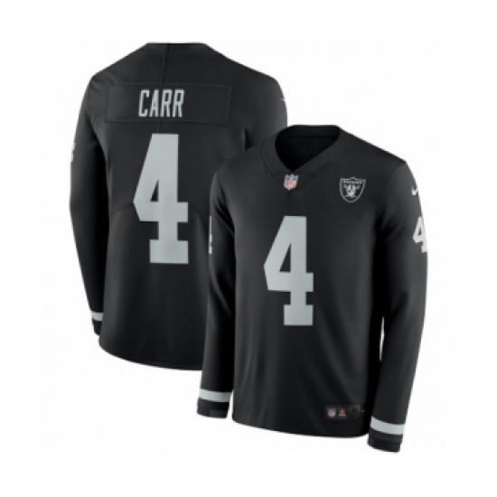 Men's Nike Oakland Raiders 4 Derek Carr Limited Black Therma Long Sleeve NFL Jersey