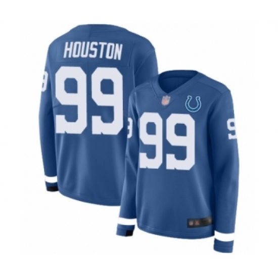 Women's Indianapolis Colts 99 Justin Houston Limited Blue Therma Long Sleeve Football Jersey