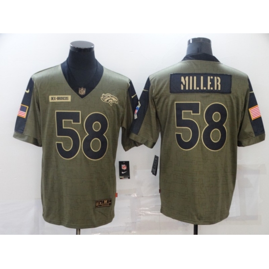 Men's Denver Broncos 58 Von Miller Nike Olive 2021 Salute To Service Limited Player Jersey