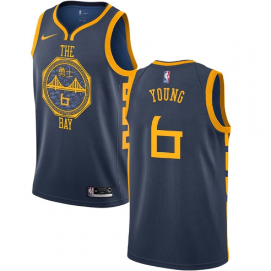 Men's Nike Golden State Warriors 6 Nick Young Swingman Navy Blue NBA Jersey - City Edition
