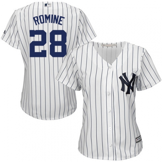 Women's Majestic New York Yankees 28 Austin Romine Replica White Home MLB Jersey