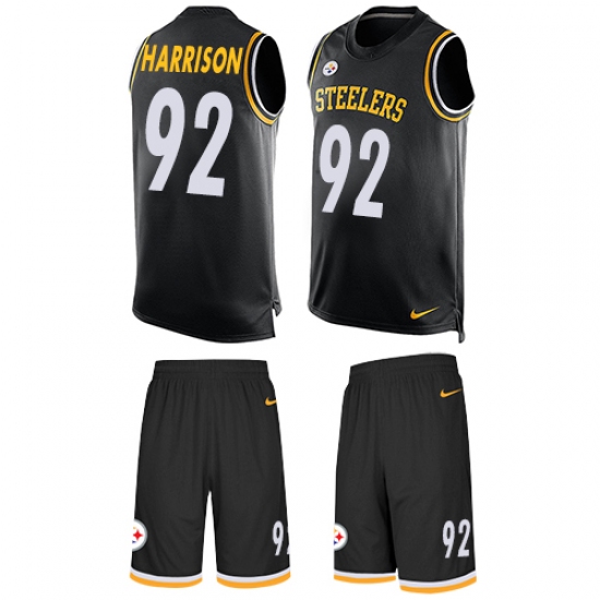Men's Nike Pittsburgh Steelers 92 James Harrison Limited Black Tank Top Suit NFL Jersey