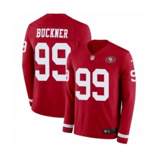 Men's Nike San Francisco 49ers 99 DeForest Buckner Limited Red Therma Long Sleeve NFL Jersey
