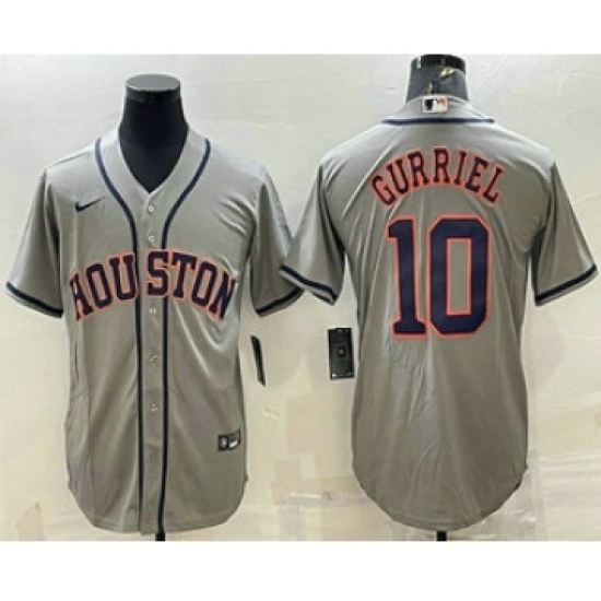Men's Houston Astros 10 Yuli Gurriel Grey Stitched MLB Cool Base Nike Jersey