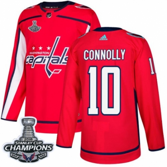 Men's Adidas Washington Capitals 10 Brett Connolly Premier Red Home 2018 Stanley Cup Final Champions NHL Jersey