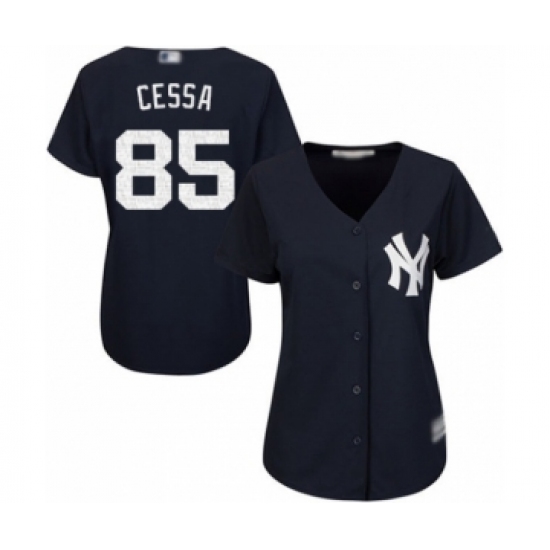 Women's New York Yankees 85 Luis Cessa Authentic Navy Blue Alternate Baseball Player Jersey