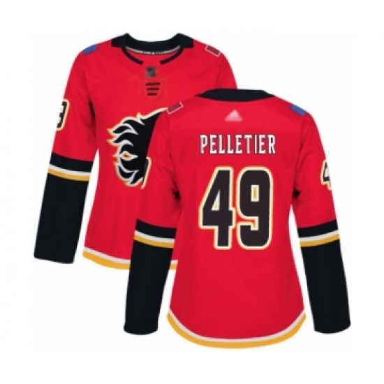 Women's Calgary Flames 49 Jakob Pelletier Authentic Red Home Hockey Jersey
