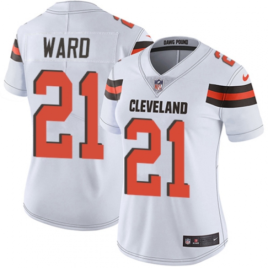 Women's Nike Cleveland Browns 21 Denzel Ward White Vapor Untouchable Limited Player NFL Jersey