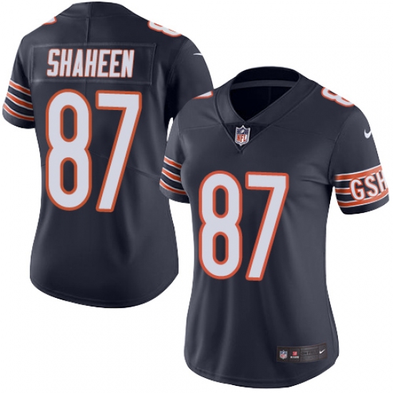 Women's Nike Chicago Bears 87 Adam Shaheen Navy Blue Team Color Vapor Untouchable Limited Player NFL Jersey