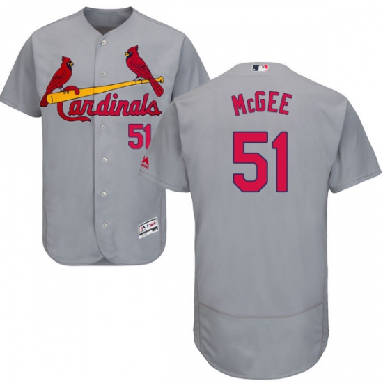 Men's Majestic St. Louis Cardinals 51 Willie McGee Grey Road Flex Base Authentic Collection MLB Jersey