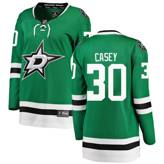 Women's Dallas Stars 30 Jon Casey Authentic Green Home Fanatics Branded Breakaway NHL Jersey