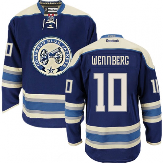 Men's Reebok Columbus Blue Jackets 10 Alexander Wennberg Authentic Navy Blue Third NHL Jersey