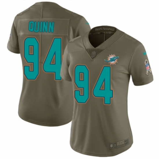 Women's Nike Miami Dolphins 94 Robert Quinn Limited Olive 2017 Salute to Service NFL Jersey