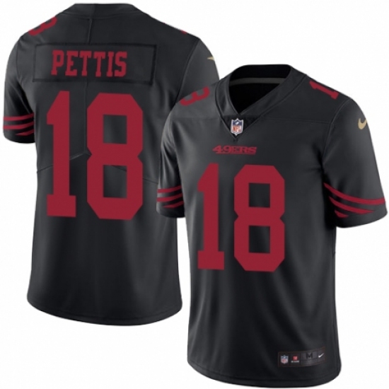 Men's Nike San Francisco 49ers 18 Dante Pettis Limited Black Rush Vapor Untouchable NFL Jersey
