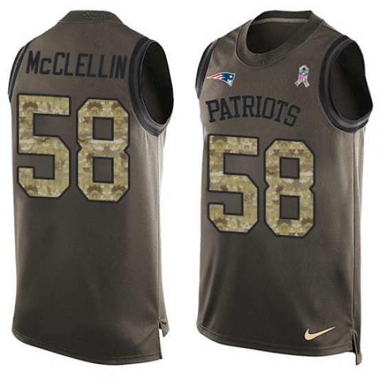 Men's Nike New England Patriots 58 Shea McClellin Limited Green Salute to Service Tank Top NFL Jersey