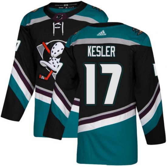 Men's Adidas Anaheim Ducks 17 Ryan Kesler Authentic Black Teal Third NHL Jersey