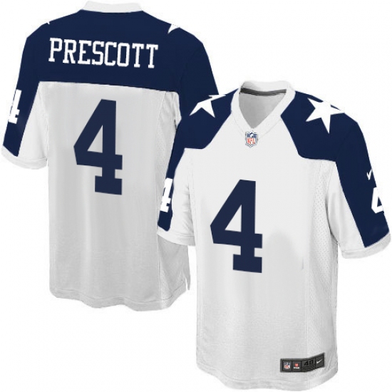 Men's Nike Dallas Cowboys 4 Dak Prescott Game White Throwback Alternate NFL Jersey