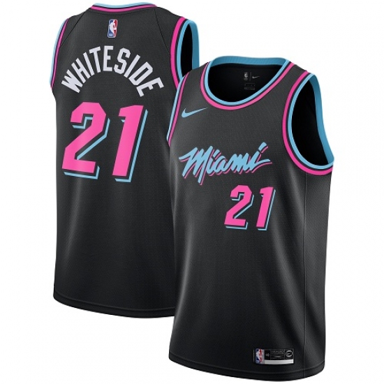 Youth Nike Miami Heat 21 Hassan Whiteside Swingman Black NBA Jersey - City Edition