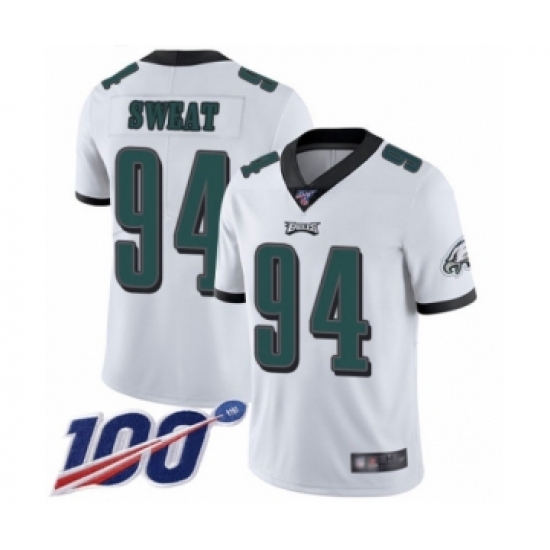 Men's Philadelphia Eagles 94 Josh Sweat White Vapor Untouchable Limited Player 100th Season Football Jersey