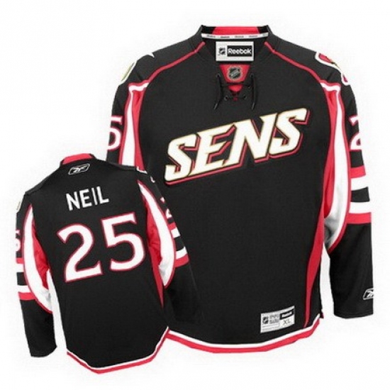 Men's Reebok Ottawa Senators 25 Chris Neil Premier Black Throwback NHL Jersey