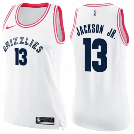 Women's Nike Memphis Grizzlies 13 Jaren Jackson Jr. Swingman White/Pink Fashion NBA Jersey