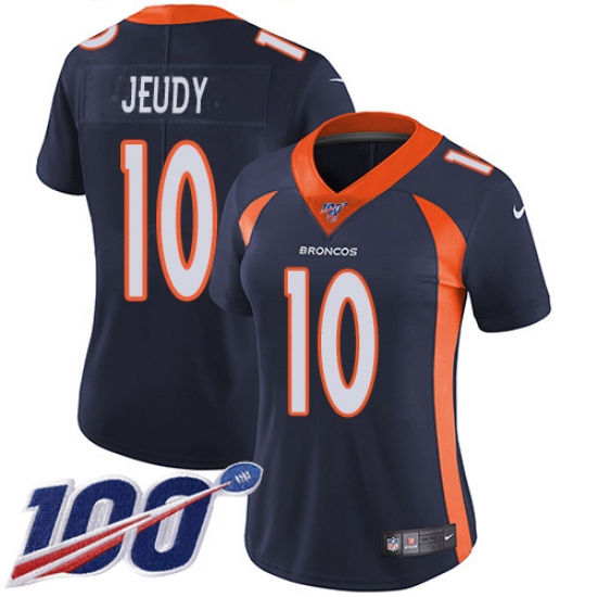 Women's Denver Broncos 10 Jerry Jeudy Navy Blue Alternate Stitched 100th Season Vapor Untouchable Limited Jersey