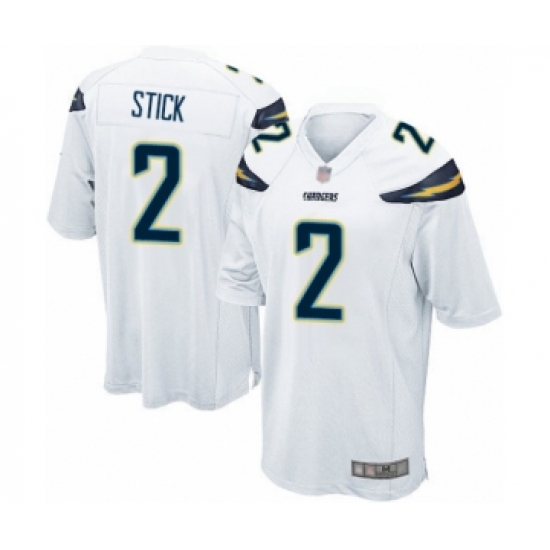 Men's Los Angeles Chargers 2 Easton Stick Game White Football Jersey