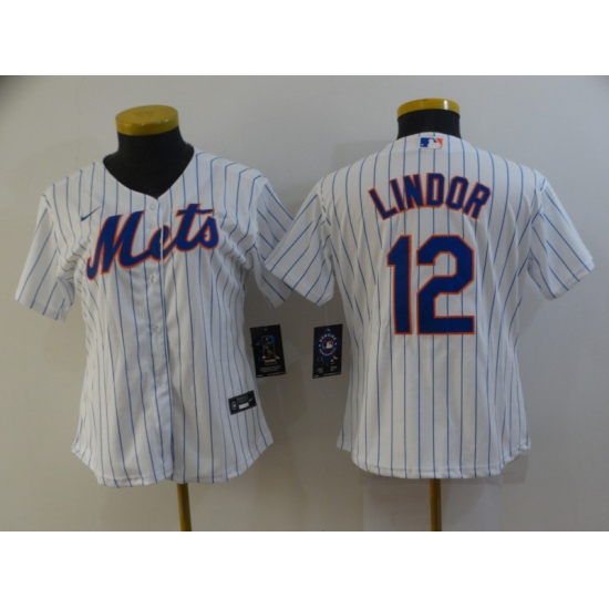 Women's Nike New York Mets 12 Francisco Lindor White Jersey