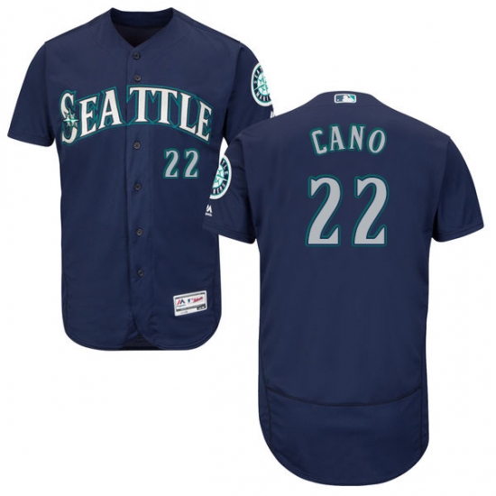Men's Majestic Seattle Mariners 22 Robinson Cano Navy Blue Alternate Flex Base Authentic Collection MLB Jersey