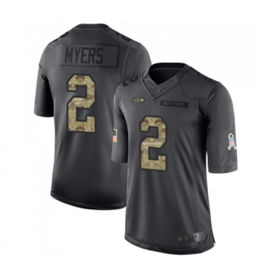 Youth Seattle Seahawks 2 Jason Myers Limited Black 2016 Salute to Service Football Jersey