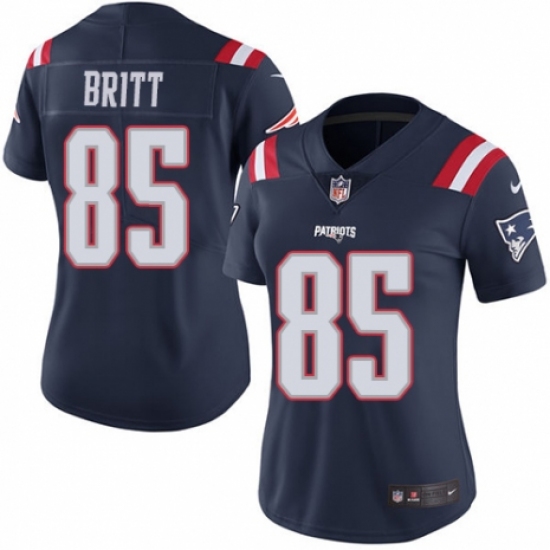 Women's Nike New England Patriots 85 Kenny Britt Limited Navy Blue Rush Vapor Untouchable NFL Jersey