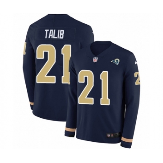 Men's Nike Los Angeles Rams 21 Aqib Talib Limited Navy Blue Therma Long Sleeve NFL Jersey