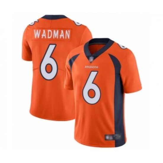 Youth Denver Broncos 6 Colby Wadman Orange Team Color Vapor Untouchable Limited Player Football Jersey