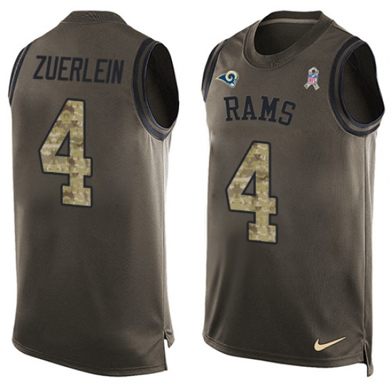 Men's Nike Los Angeles Rams 4 Greg Zuerlein Limited Green Salute to Service Tank Top NFL Jersey
