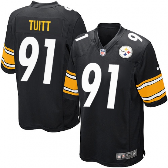 Men's Nike Pittsburgh Steelers 91 Stephon Tuitt Game Black Team Color NFL Jersey