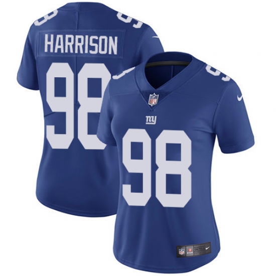 Women's Nike New York Giants 98 Damon Harrison Royal Blue Team Color Vapor Untouchable Limited Player NFL Jersey