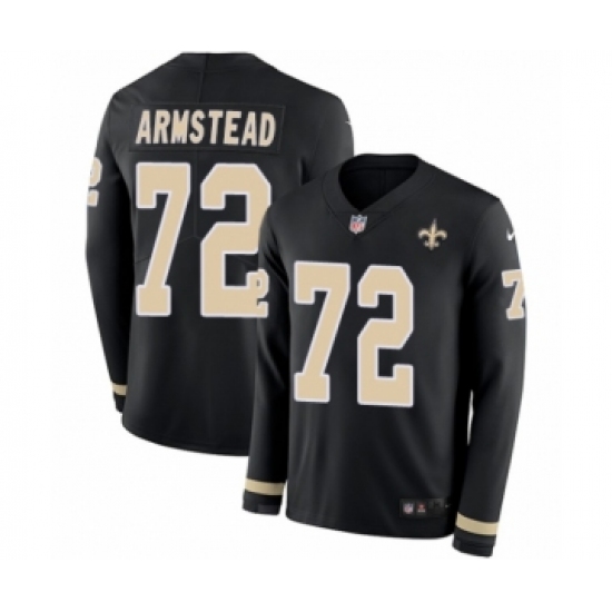 Youth Nike New Orleans Saints 72 Terron Armstead Limited Black Therma Long Sleeve NFL Jersey