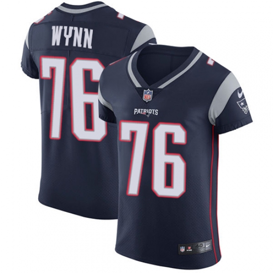 Men's Nike New England Patriots 76 Isaiah Wynn Navy Blue Team Color Vapor Untouchable Elite Player NFL Jersey