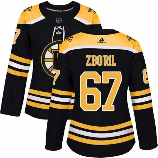 Women's Adidas Boston Bruins 67 Jakub Zboril Authentic Black Home NHL Jersey