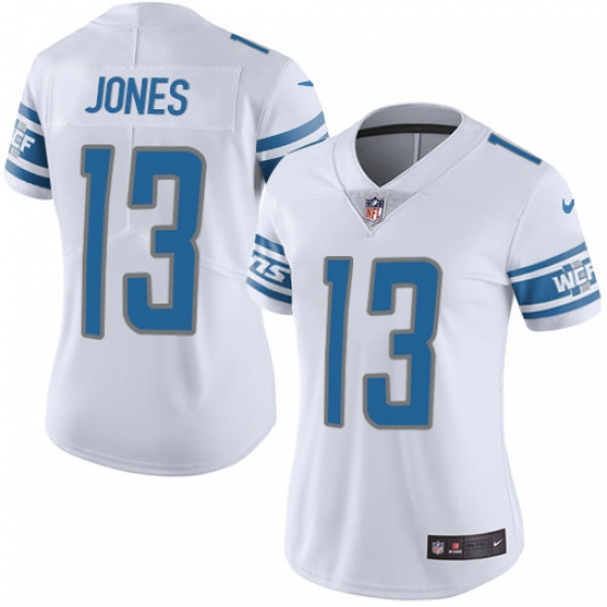 Women's Nike Detroit Lions 13 T.J. Jones White Vapor Untouchable Limited Player NFL Jersey