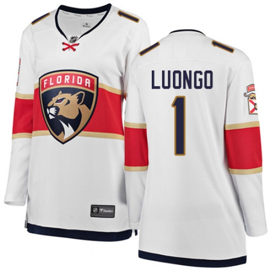 Women's Florida Panthers 1 Roberto Luongo Authentic White Away Fanatics Branded Breakaway NHL Jersey