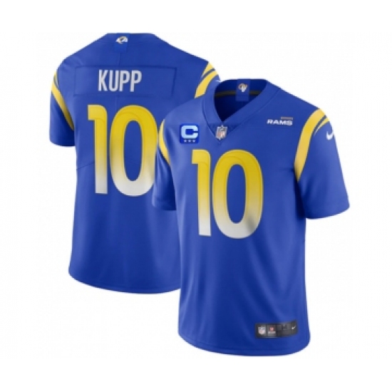 Men's Los Angeles Rams 10 Cooper Kupp 2022 Royal With 3-Star C Patch Vapor Limited Stitched Jersey